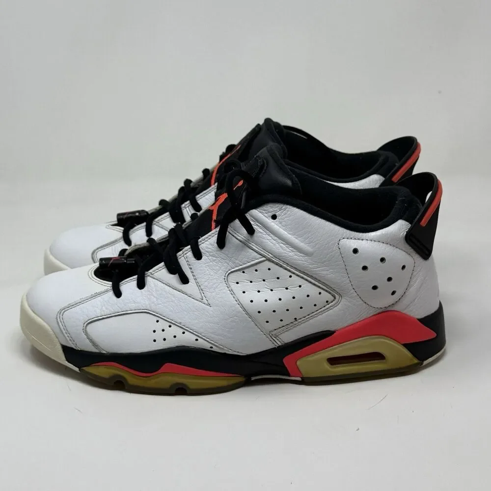 Nike Air Jordan 6 Retro Low Sneakers Shoes Mens 10.5 White Infrared Black 304401